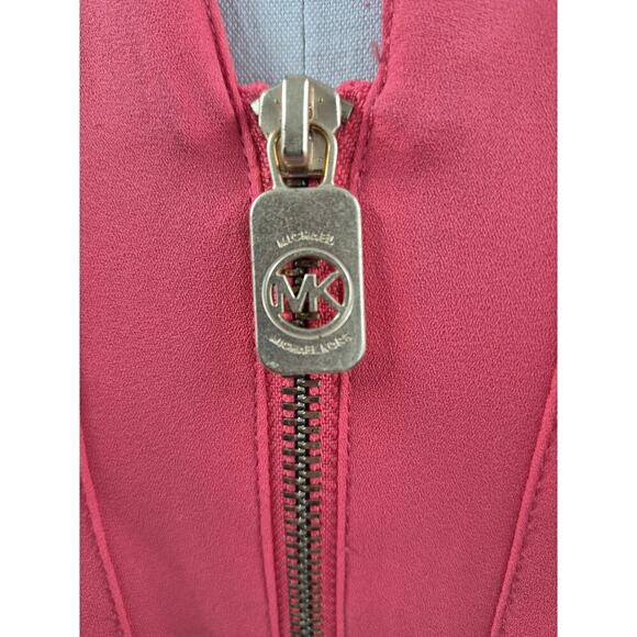 Michael Michael Kors Salmon Blouse Front Pockets Gold Zipper Poly/Crepe Sz XL - Picture 2 of 5
